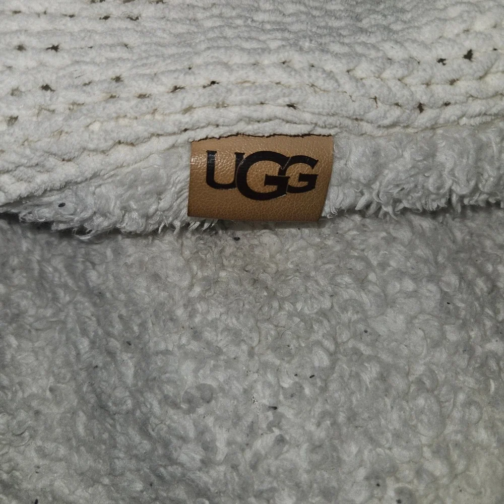 UGG Blasdale King 3 Pc Comforter Set Knit Ivory Gray Chenille Sherpa Reversible